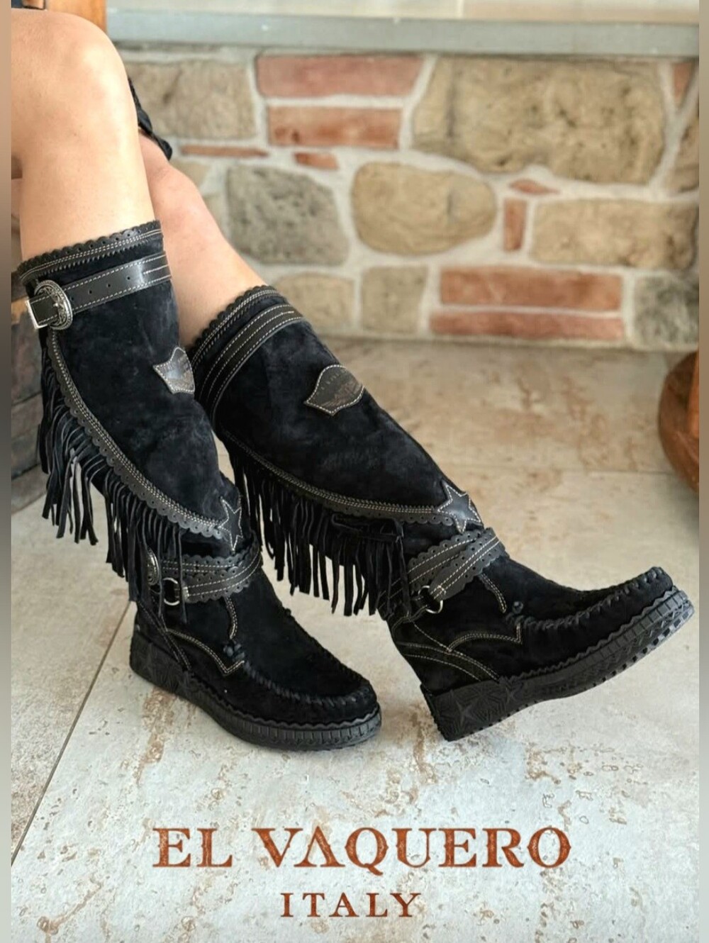 El Vaquero Wedge Moccasin Boots Joplin Silverstone Carbon Size 38 (US 8) BNIB